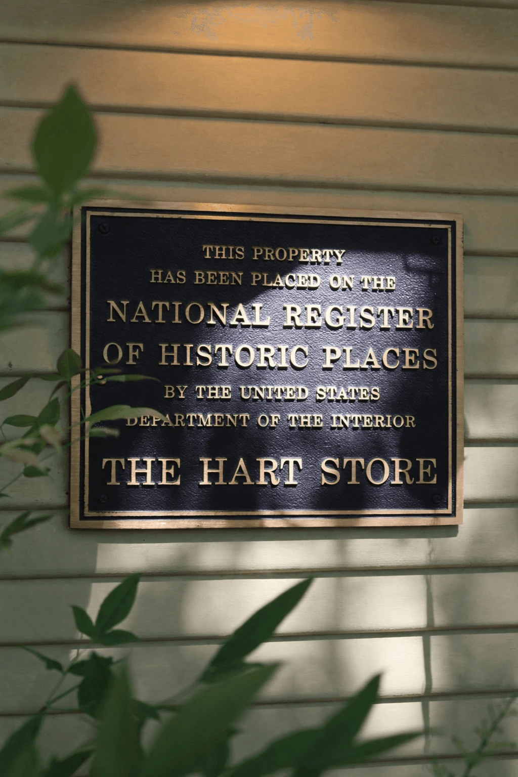 The Hart Store National Register of Historic Places plaque